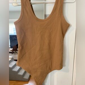 Ribbed Scoop Neck Bodysuit - cinnamon nuuds